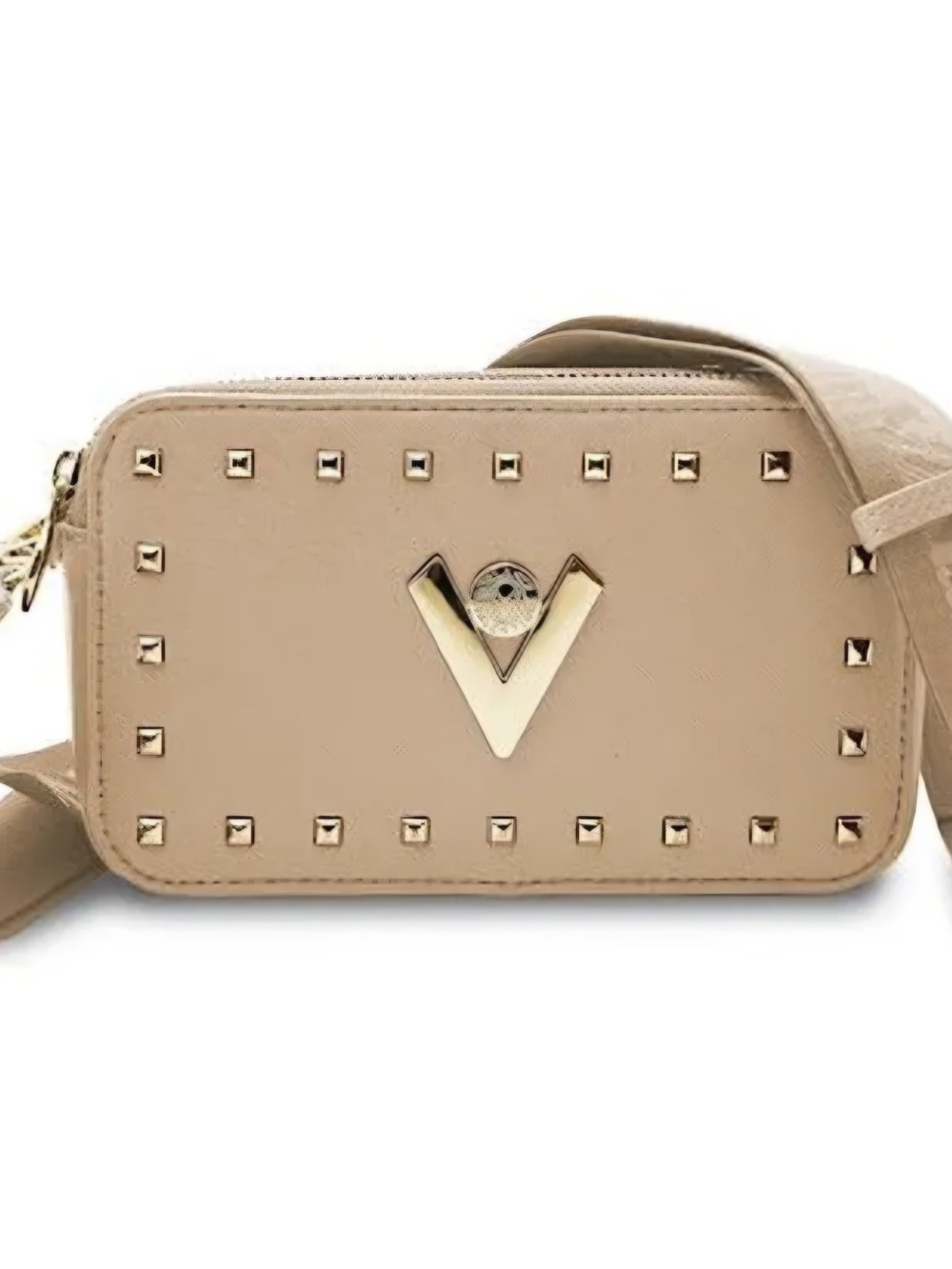 Valentino Orlandi Beige Crossbody with Gold V Emblem and Studs